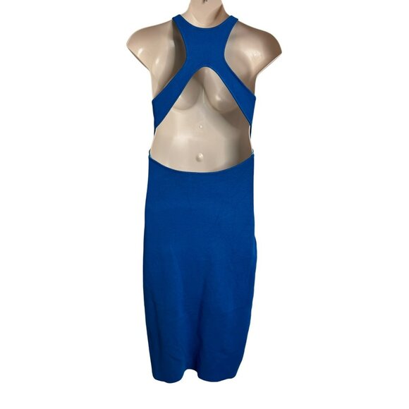 House Of Harlow Knit Open Low Racer Back Teal Blue Size Large Midi Dress NWOT - Picture 3 of 10